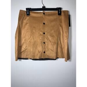 Fashion Union Tan suede  Button Front Snap Mini Skirt Size M Women's  NWT